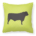 Black Angus Cow Green Decorative Throw Pillow 18x18 Indoor Outdoor Accent Cushion, Fabric Cover with Insert for Sofa, Bed, Porch & Living Room