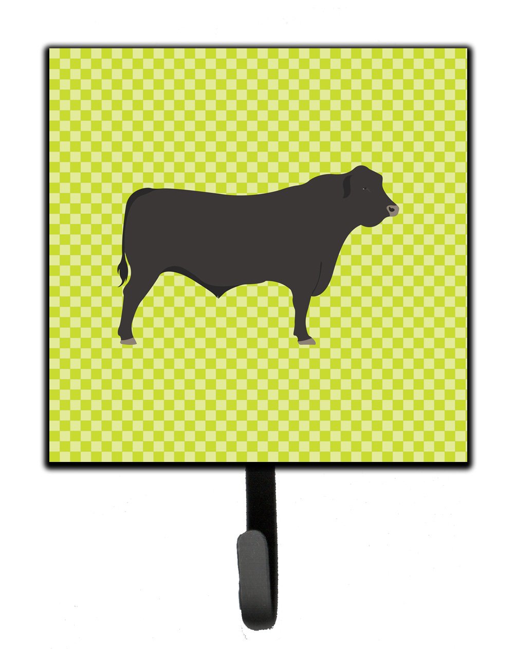 Black Angus Cow Green Leash or Key Holder Wall Hooks, Key Hooks Holder, Coat Rack Wall Mount, Coat Hooks, Hooks for Hanging Keys, Towels, Aprons, Leashes