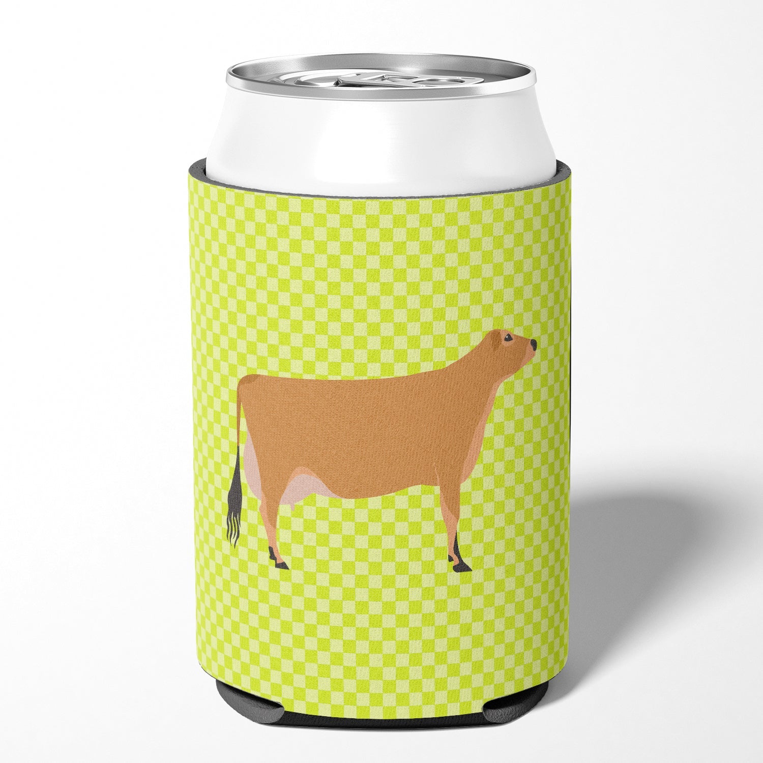 Jersey Cow Green Can or Bottle Hugger Cooler Sleeve for Standard 12 oz Cans, Insulated Foam Beer & Soda Can Hugger Reusable