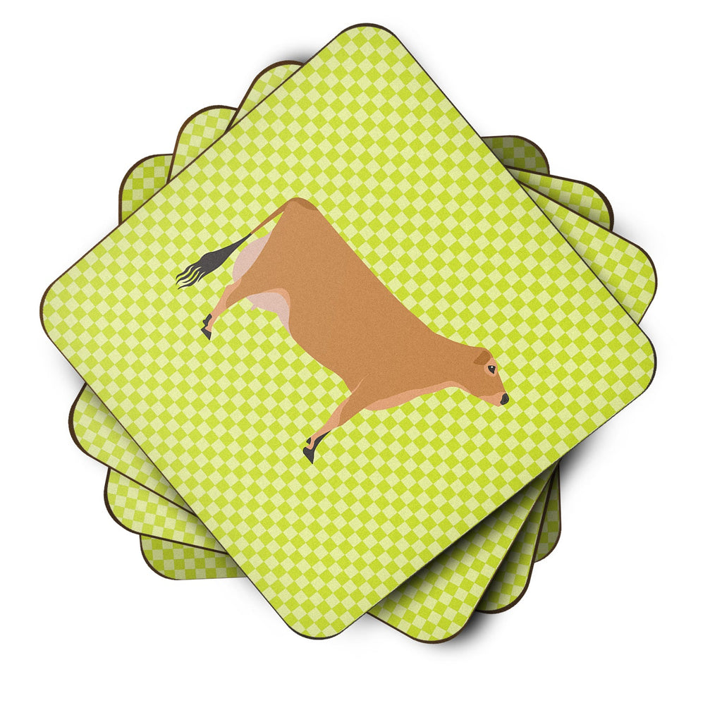 Jersey Cow Green Foam Coasters Set of 4 Cup Coasters for Indoor Outdoor, Tabletop Protection, Anti Slip, Mouse pad Material