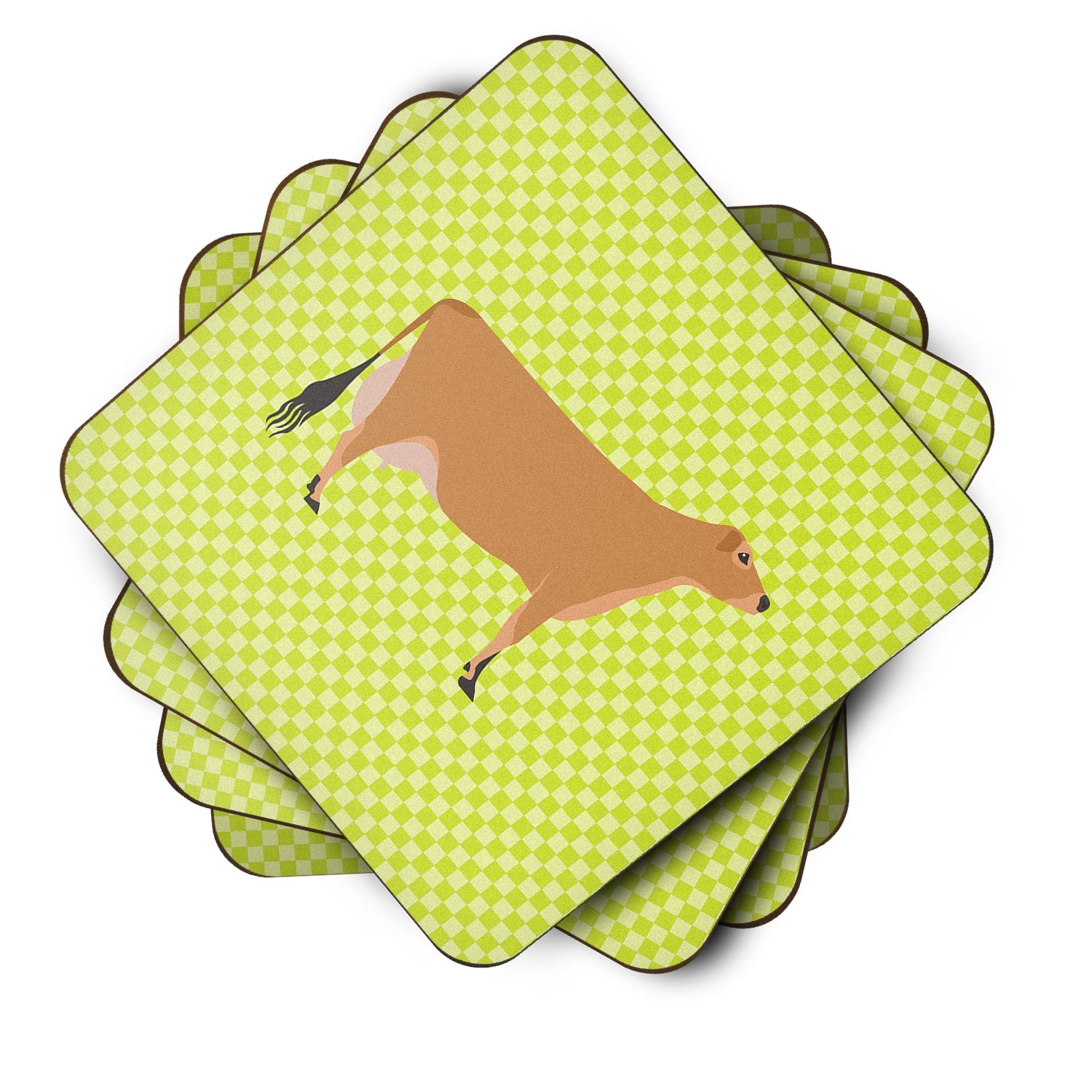 Jersey Cow Green Foam Coasters Set of 4 Cup Coasters for Indoor Outdoor, Tabletop Protection, Anti Slip, Mouse pad Material