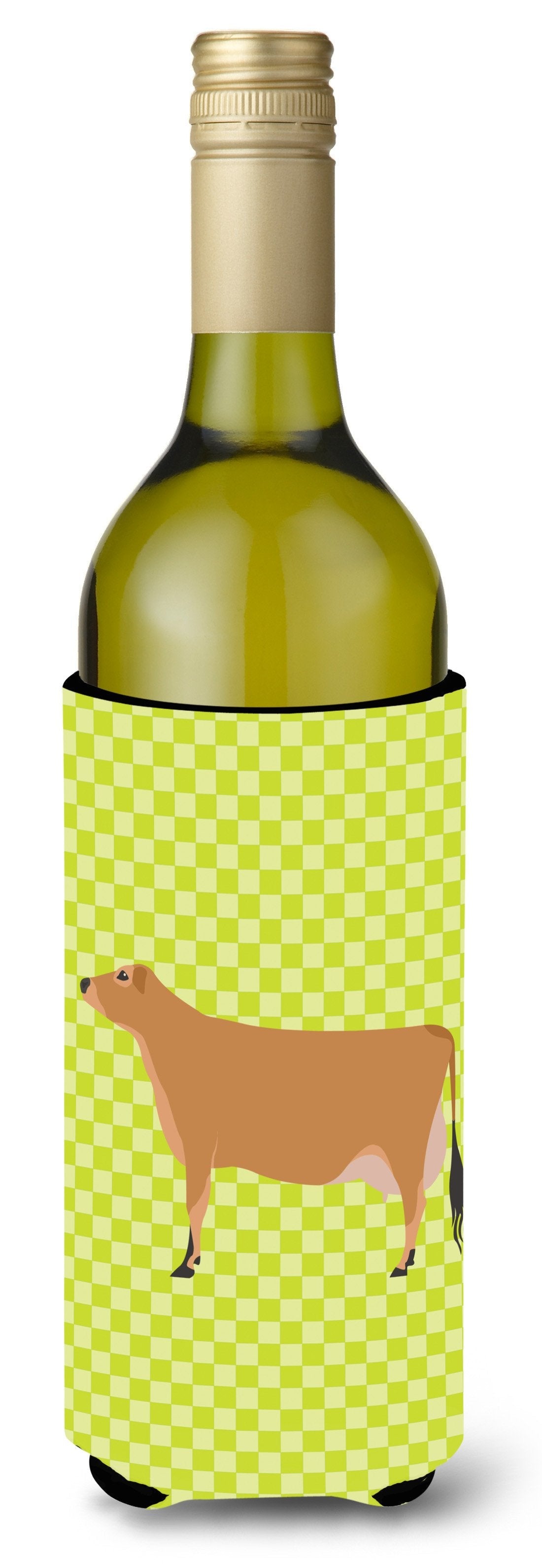Jersey Cow Green Wine Bottle Hugger Gift Sleeve for Standard 750 ml Bottles, Insulated Reusable Also Fits Mini Shot & Pint Bottles