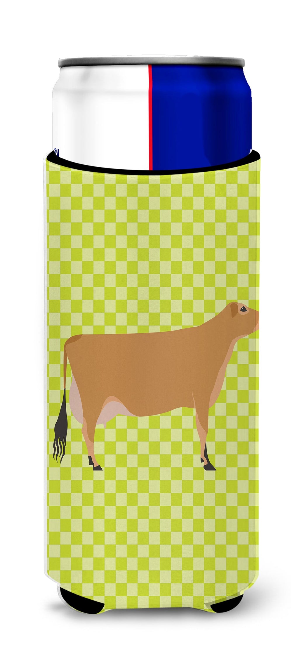 Jersey Cow Green Slim Can Hugger , Insulated Foam Hugger for 12 oz Slim Cans, Beer Bottles & Water Bottles, Printed in USA