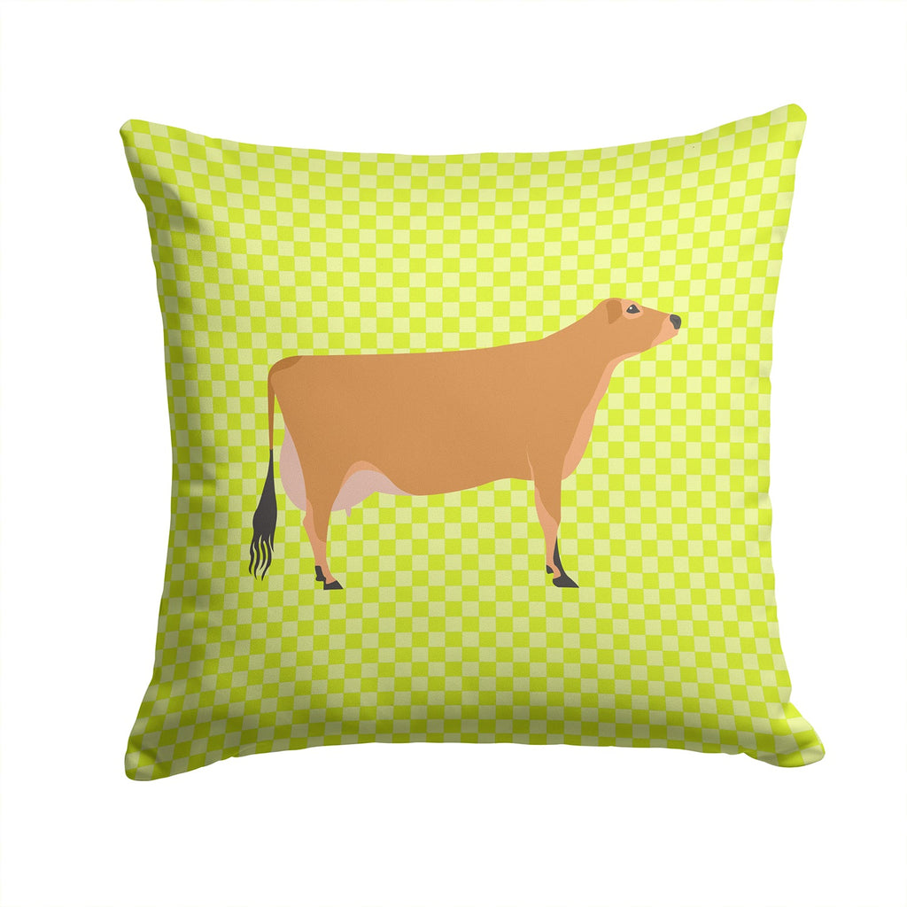 Jersey Cow Green Decorative Throw Pillow 14x14 Indoor Outdoor Accent Cushion, Fabric Cover with Insert for Sofa, Bed, Porch & Living Room
