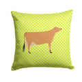 Jersey Cow Green Decorative Throw Pillow 14x14 Indoor Outdoor Accent Cushion, Fabric Cover with Insert for Sofa, Bed, Porch & Living Room