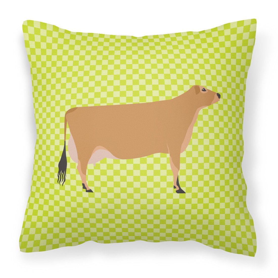 Jersey Cow Green Decorative Throw Pillow 18x18 Indoor Outdoor Accent Cushion, Fabric Cover with Insert for Sofa, Bed, Porch & Living Room
