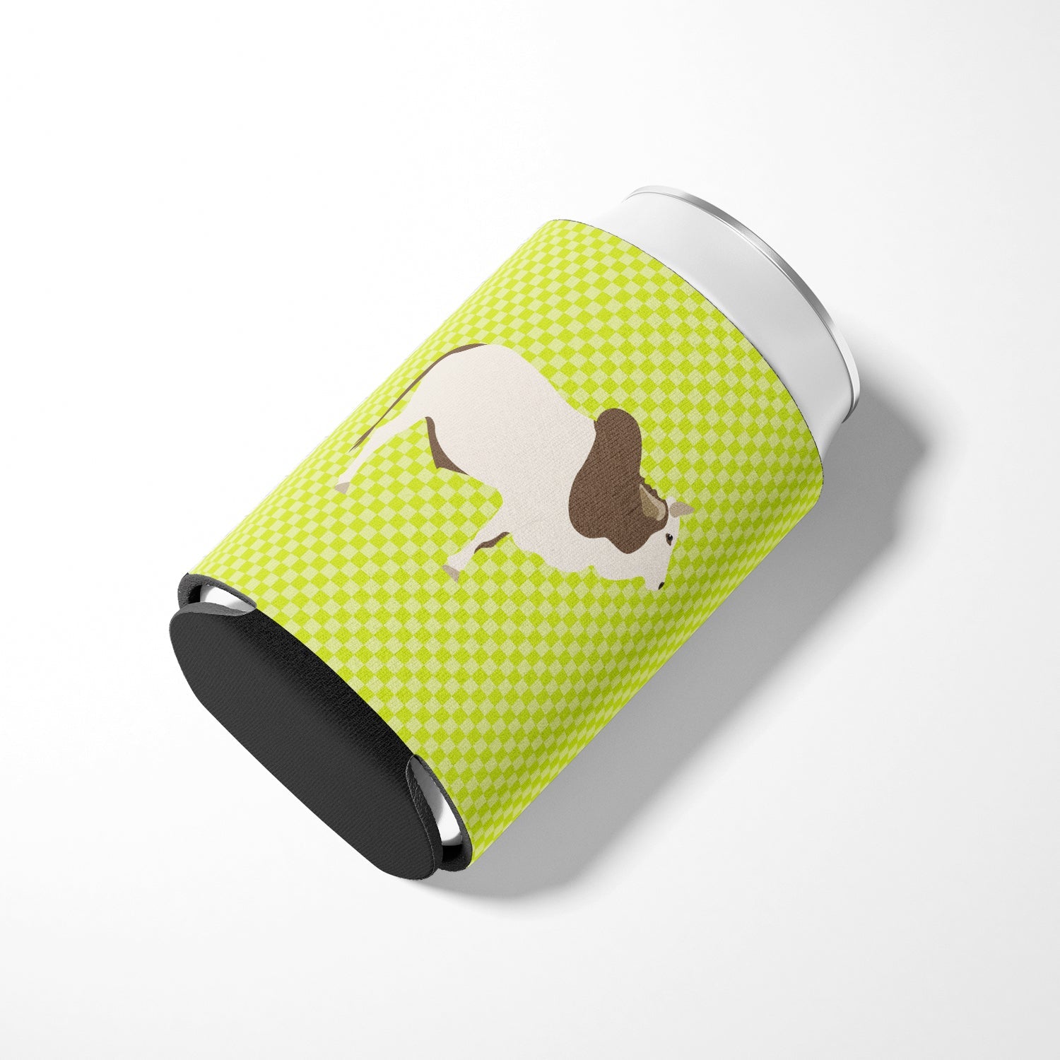 Malvi Cow Green Can or Bottle Hugger Cooler Sleeve for Standard 12 oz Cans, Insulated Foam Beer & Soda Can Hugger Reusable