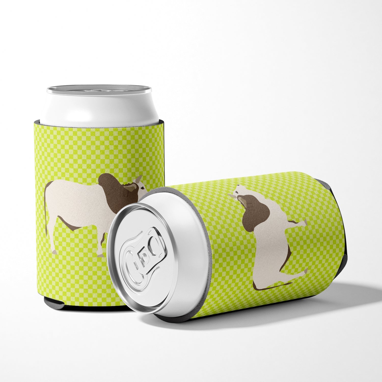 Malvi Cow Green Can or Bottle Hugger Cooler Sleeve for Standard 12 oz Cans, Insulated Foam Beer & Soda Can Hugger Reusable