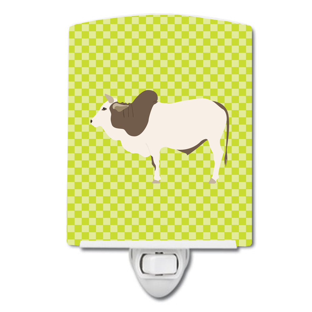 Malvi Cow Green Ceramic Night Light Compact, UL-Certified, Ideal for Bedroom, Bathroom, Nursery, Hallway, Kitchen, 6x4x3, Multicolor