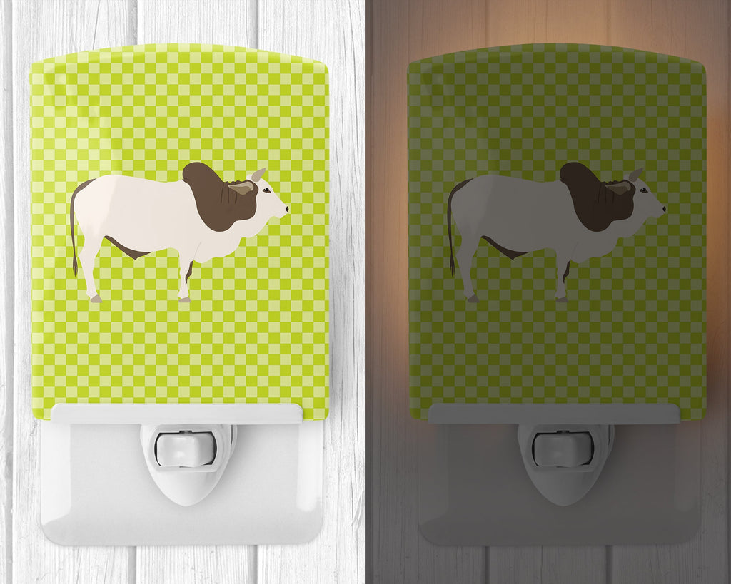 Malvi Cow Green Ceramic Night Light Compact, UL-Certified, Ideal for Bedroom, Bathroom, Nursery, Hallway, Kitchen, 6x4x3, Multicolor