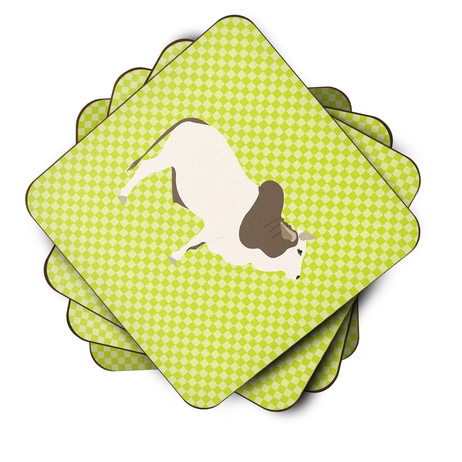 Malvi Cow Green Foam Coasters Set of 4 Cup Coasters for Indoor Outdoor, Tabletop Protection, Anti Slip, Mouse pad Material