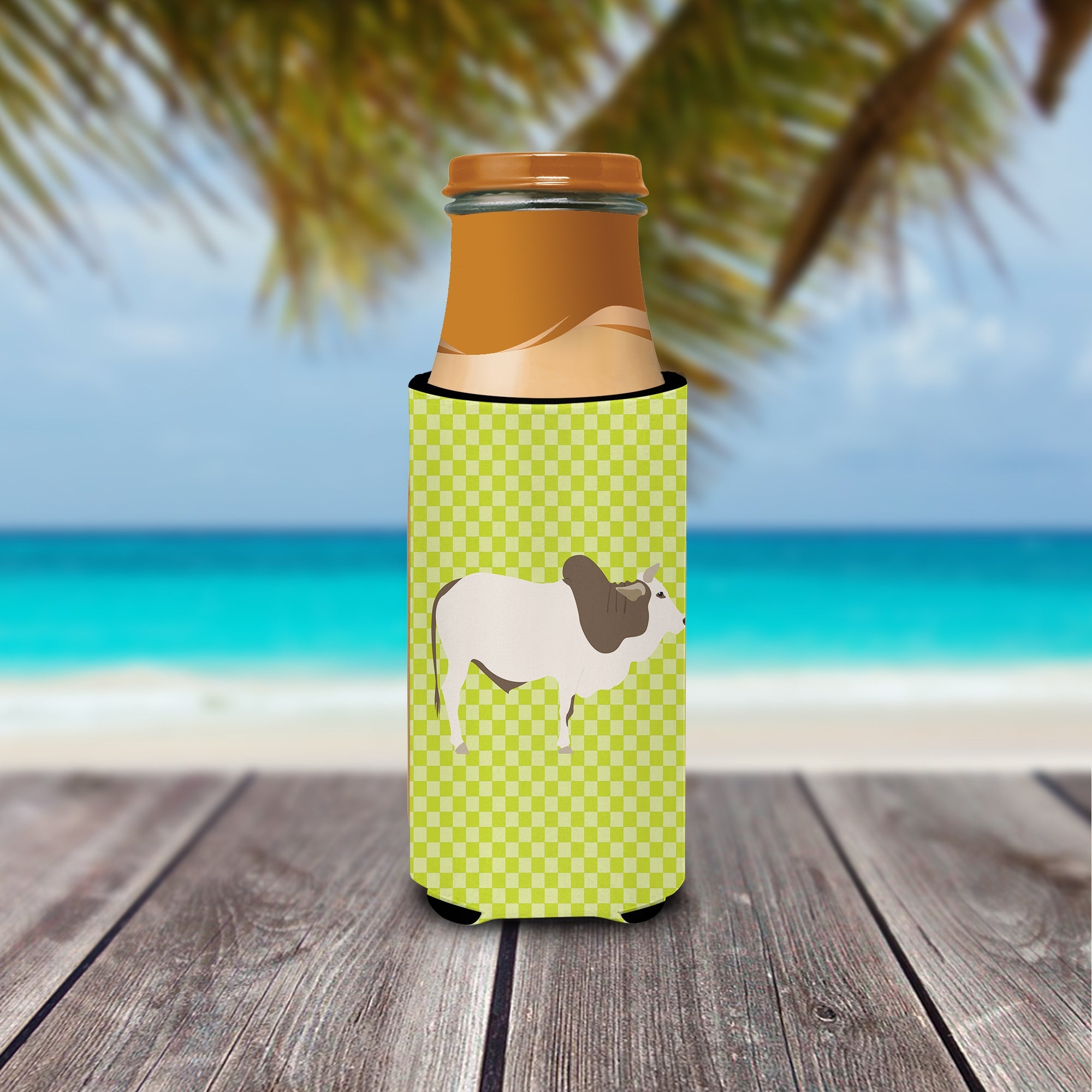 Malvi Cow Green Slim Can Hugger , Insulated Foam Hugger for 12 oz Slim Cans, Beer Bottles & Water Bottles, Printed in USA