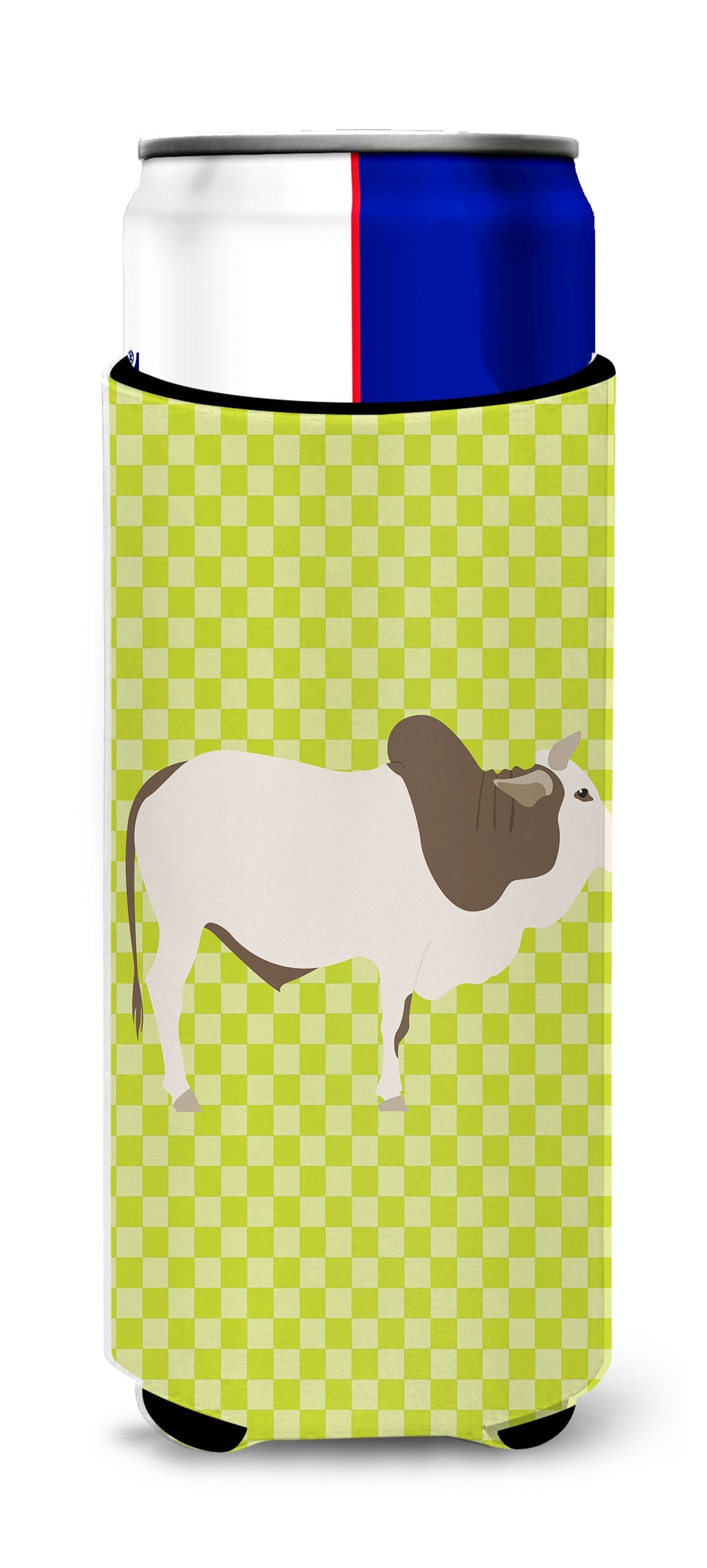 Malvi Cow Green Slim Can Hugger , Insulated Foam Hugger for 12 oz Slim Cans, Beer Bottles & Water Bottles, Printed in USA