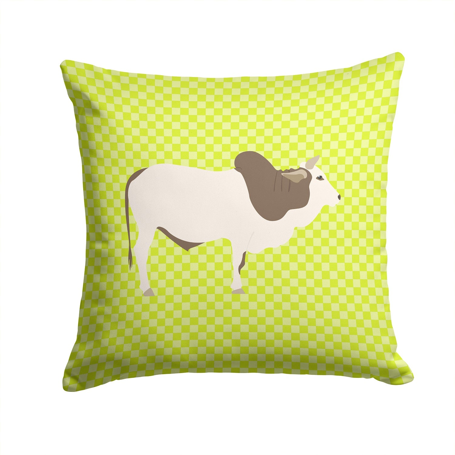 Malvi Cow Green Decorative Throw Pillow 14x14 Indoor Outdoor Accent Cushion, Fabric Cover with Insert for Sofa, Bed, Porch & Living Room