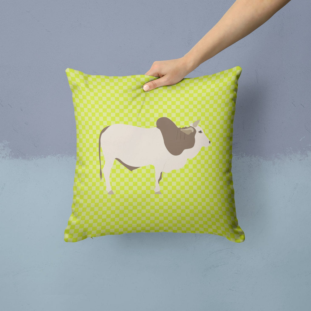 Malvi Cow Green Decorative Throw Pillow 14x14 Indoor Outdoor Accent Cushion, Fabric Cover with Insert for Sofa, Bed, Porch & Living Room