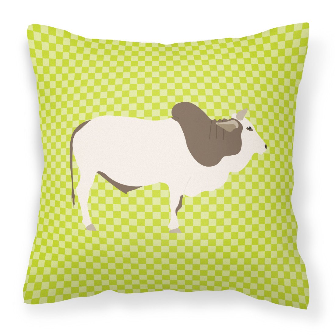 Malvi Cow Green Decorative Throw Pillow 18x18 Indoor Outdoor Accent Cushion, Fabric Cover with Insert for Sofa, Bed, Porch & Living Room