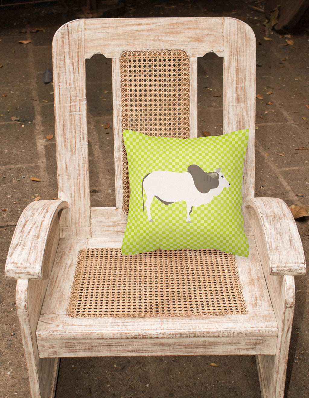 Malvi Cow Green Decorative Throw Pillow 18x18 Indoor Outdoor Accent Cushion, Fabric Cover with Insert for Sofa, Bed, Porch & Living Room