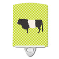 Belted Galloway Cow Green Ceramic Night Light Compact, UL-Certified, Ideal for Bedroom, Bathroom, Nursery, Hallway, Kitchen, 6x4x3, Multicolor