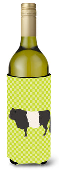 Belted Galloway Cow Green Wine Bottle Hugger Gift Sleeve for Standard 750 ml Bottles, Insulated Reusable Also Fits Mini Shot & Pint Bottles