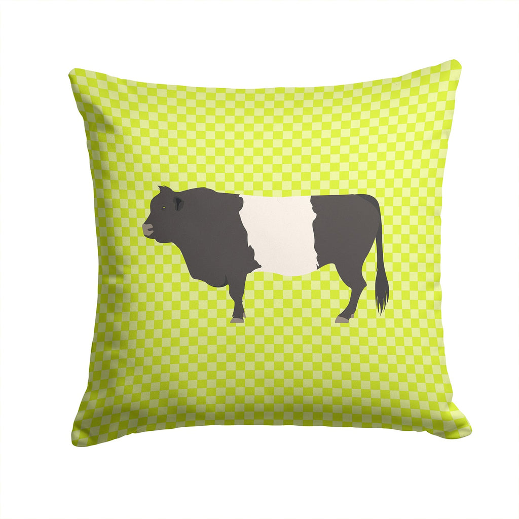 Belted Galloway Cow Green Decorative Throw Pillow 14x14 Indoor Outdoor Accent Cushion, Fabric Cover with Insert for Sofa, Bed, Porch & Living Room