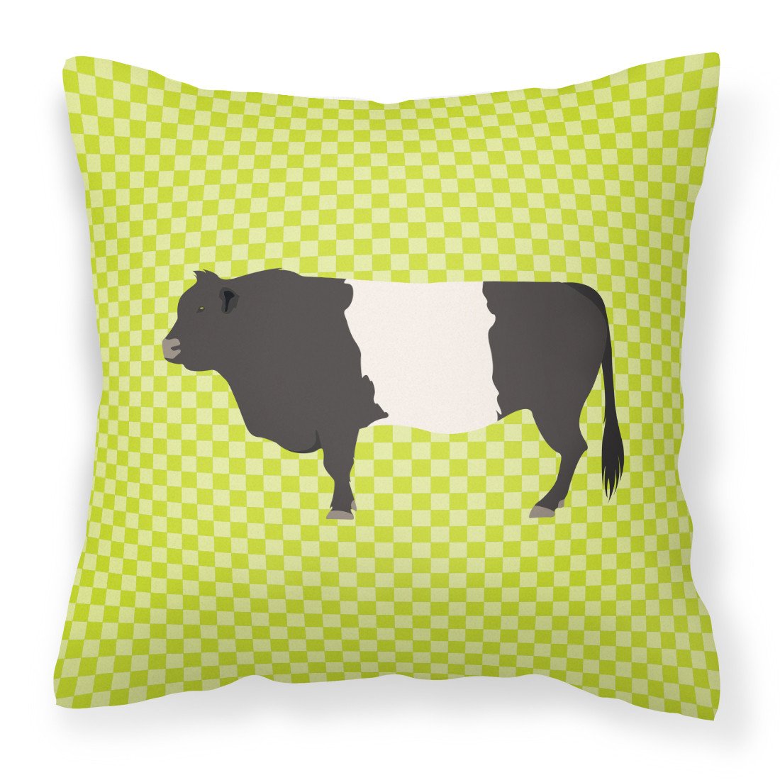 Belted Galloway Cow Green Decorative Throw Pillow 18x18 Indoor Outdoor Accent Cushion, Fabric Cover with Insert for Sofa, Bed, Porch & Living Room