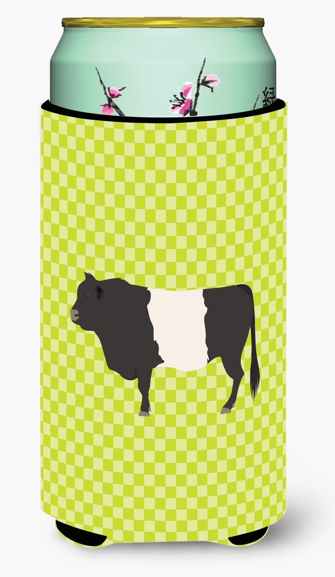Belted Galloway Cow Green Tall Boy Hugger Can Cooler Sleeve Machine Washable Drink Collapsible Insulator Beverage Insulated Holder