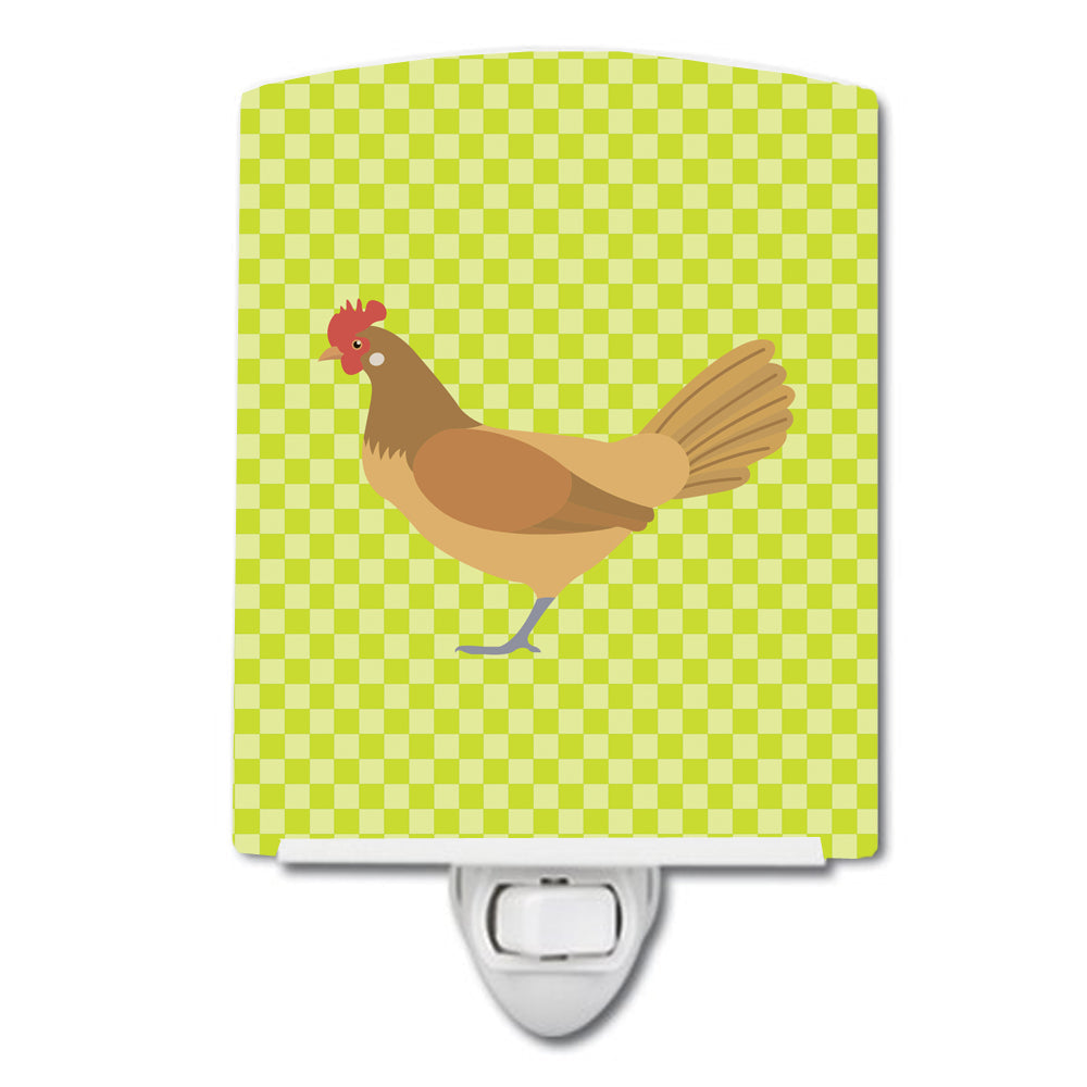 Frisian Friesian Chicken Green Ceramic Night Light Compact, UL-Certified, Ideal for Bedroom, Bathroom, Nursery, Hallway, Kitchen, 6x4x3, Multicolor