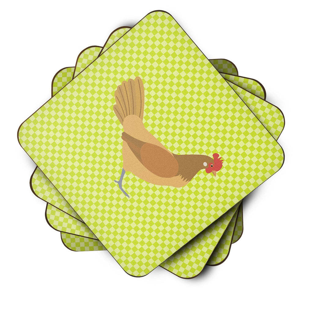 Frisian Friesian Chicken Green Foam Coasters Set of 4 Cup Coasters for Indoor Outdoor, Tabletop Protection, Anti Slip, Mouse pad Material