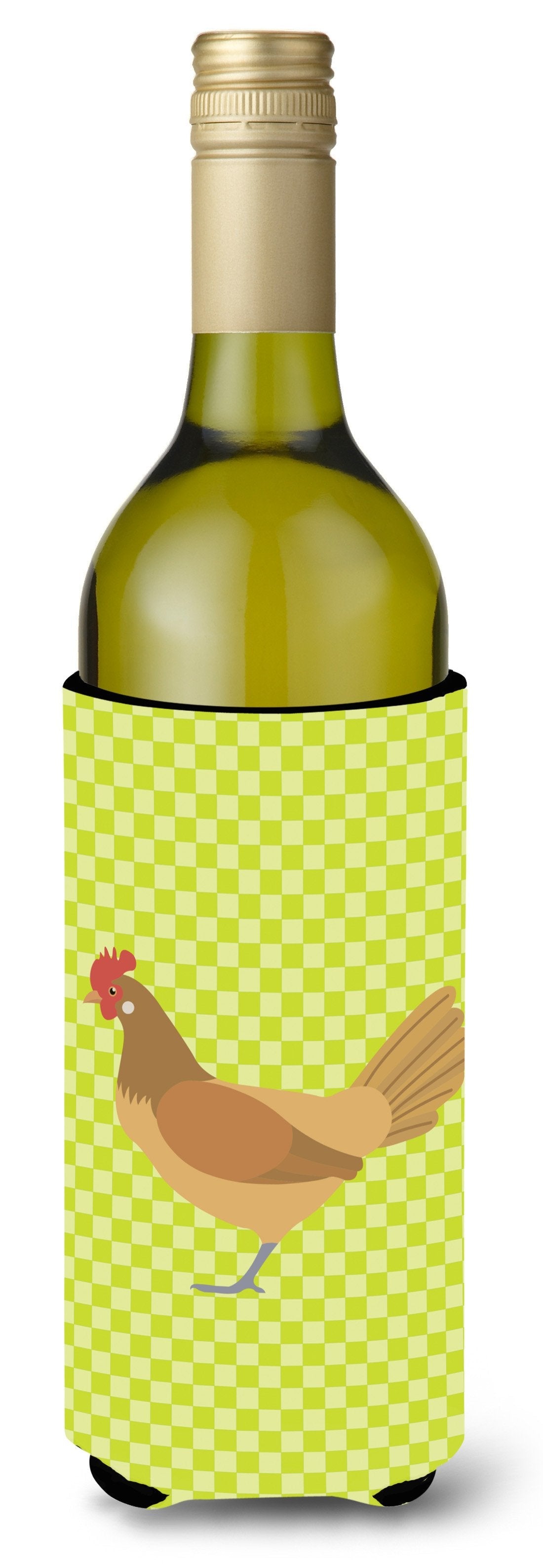 Frisian Friesian Chicken Green Wine Bottle Hugger Gift Sleeve for Standard 750 ml Bottles, Insulated Reusable Also Fits Mini Shot & Pint Bottles
