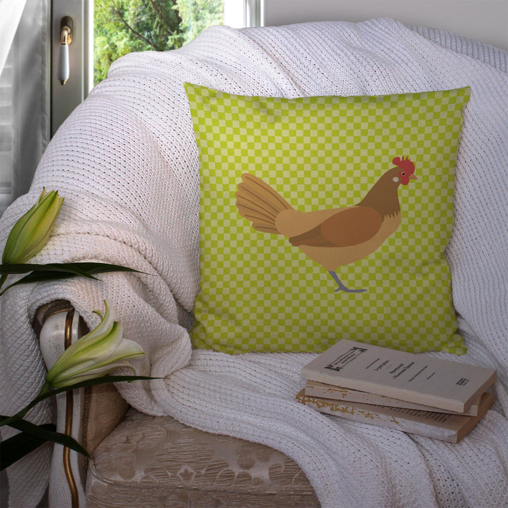Frisian Friesian Chicken Green Decorative Throw Pillow 14x14 Indoor Outdoor Accent Cushion, Fabric Cover with Insert for Sofa, Bed, Porch & Living Room