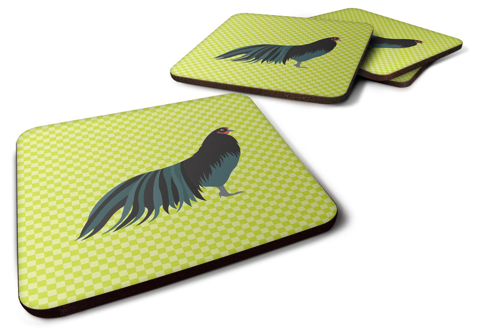 Sumatra Chicken Green Foam Coasters Set of 4 Cup Coasters for Indoor Outdoor, Tabletop Protection, Anti Slip, Mouse pad Material