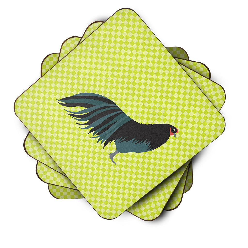 Sumatra Chicken Green Foam Coasters Set of 4 Cup Coasters for Indoor Outdoor, Tabletop Protection, Anti Slip, Mouse pad Material