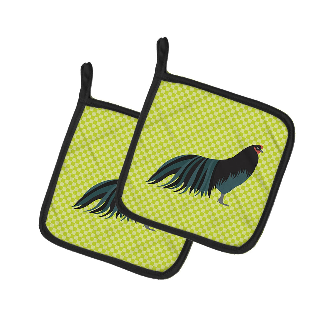 Sumatra Chicken Green Pot Holder Set of 2 Heat Resistant Quilted Hot Pads 7.5 x 7.5 Inch, Insulated Kitchen Trivets for Cooking & Baking