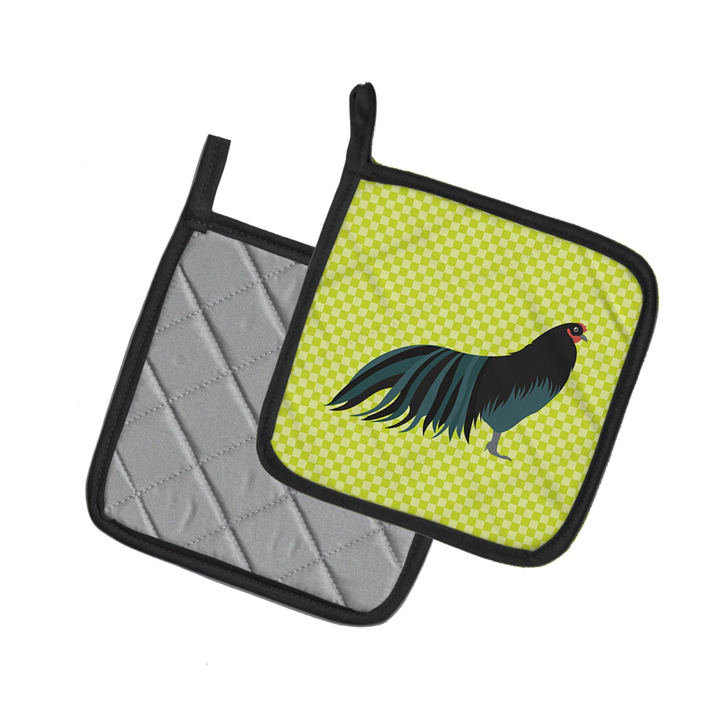 Sumatra Chicken Green Pot Holder Set of 2 Heat Resistant Quilted Hot Pads 7.5 x 7.5 Inch, Insulated Kitchen Trivets for Cooking & Baking