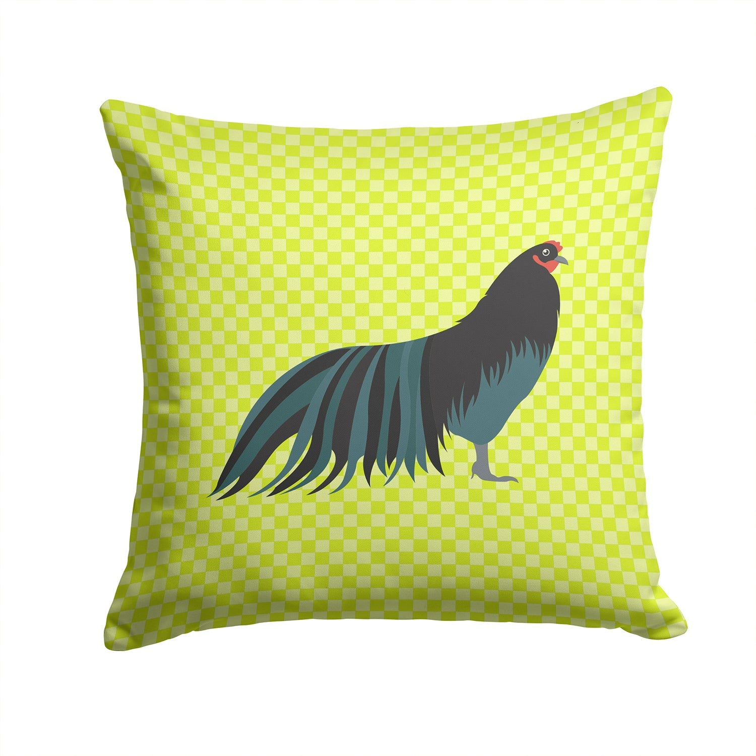 Sumatra Chicken Green Decorative Throw Pillow 14x14 Indoor Outdoor Accent Cushion, Fabric Cover with Insert for Sofa, Bed, Porch & Living Room