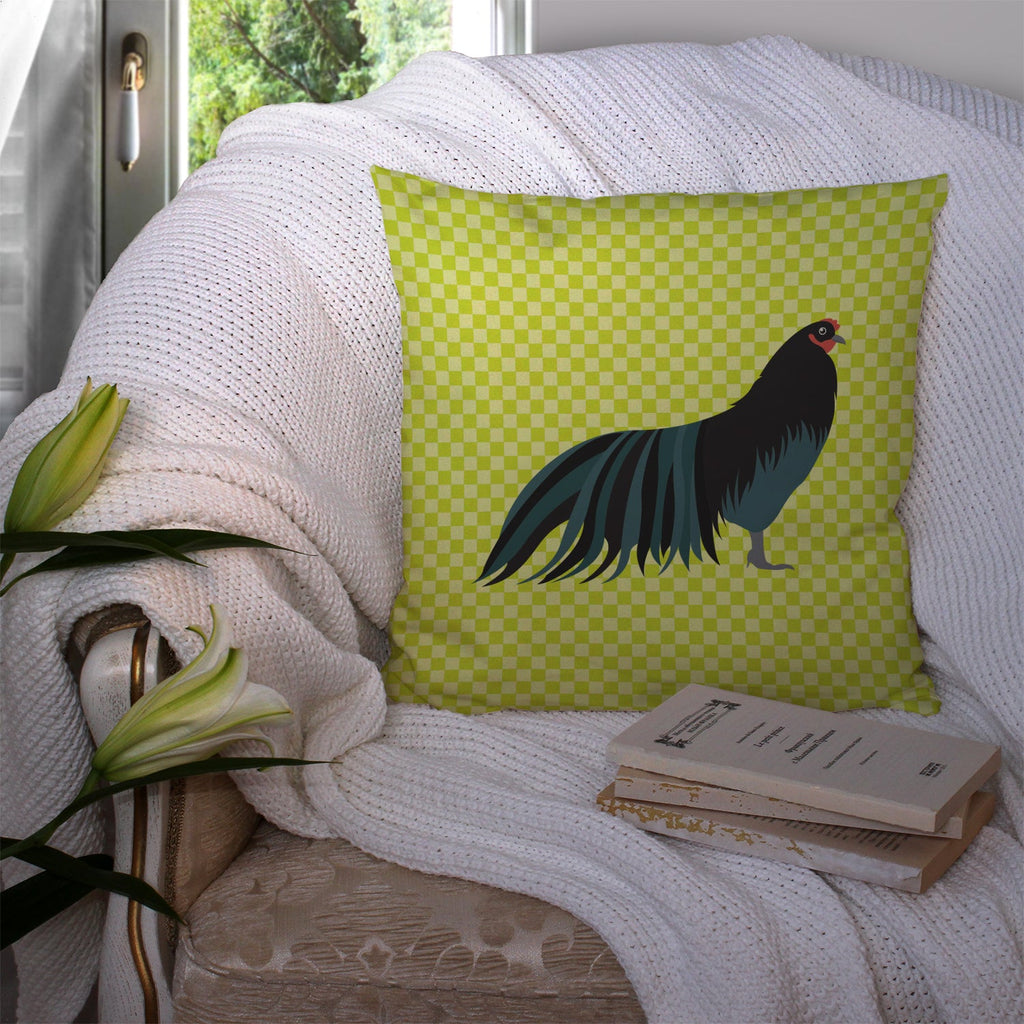 Sumatra Chicken Green Decorative Throw Pillow 14x14 Indoor Outdoor Accent Cushion, Fabric Cover with Insert for Sofa, Bed, Porch & Living Room