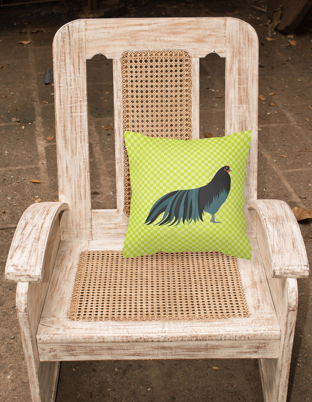Sumatra Chicken Green Decorative Throw Pillow 18x18 Indoor Outdoor Accent Cushion, Fabric Cover with Insert for Sofa, Bed, Porch & Living Room