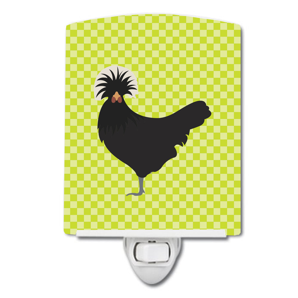 Polish Poland Chicken Green Ceramic Night Light Compact, UL-Certified, Ideal for Bedroom, Bathroom, Nursery, Hallway, Kitchen, 6x4x3, Multicolor