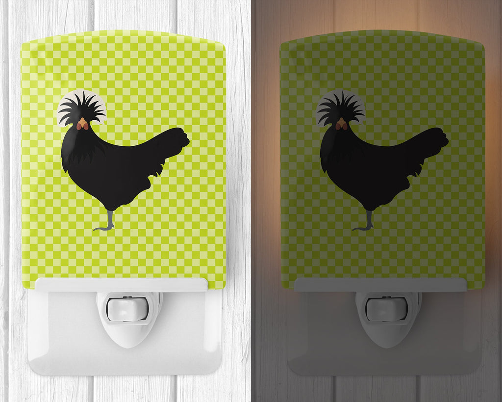 Polish Poland Chicken Green Ceramic Night Light Compact, UL-Certified, Ideal for Bedroom, Bathroom, Nursery, Hallway, Kitchen, 6x4x3, Multicolor