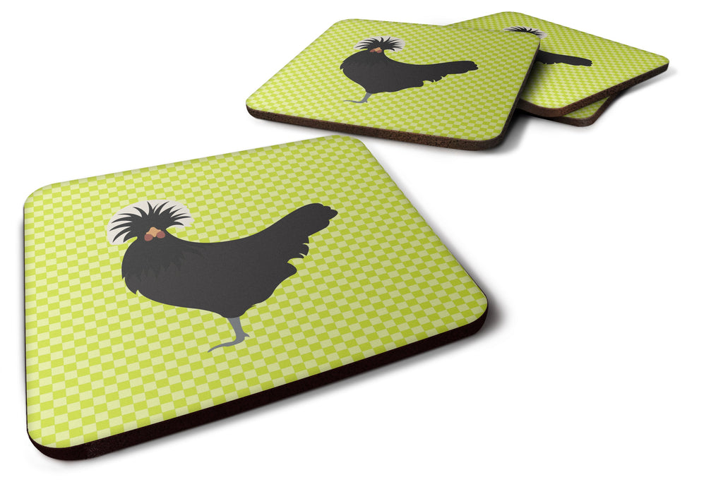 Polish Poland Chicken Green Foam Coasters Set of 4 Cup Coasters for Indoor Outdoor, Tabletop Protection, Anti Slip, Mouse pad Material