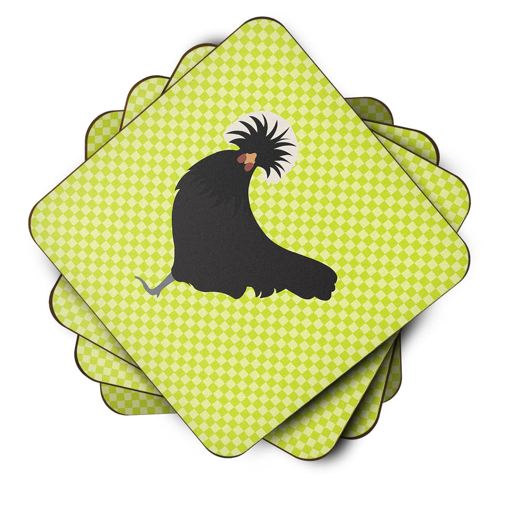 Polish Poland Chicken Green Foam Coasters Set of 4 Cup Coasters for Indoor Outdoor, Tabletop Protection, Anti Slip, Mouse pad Material