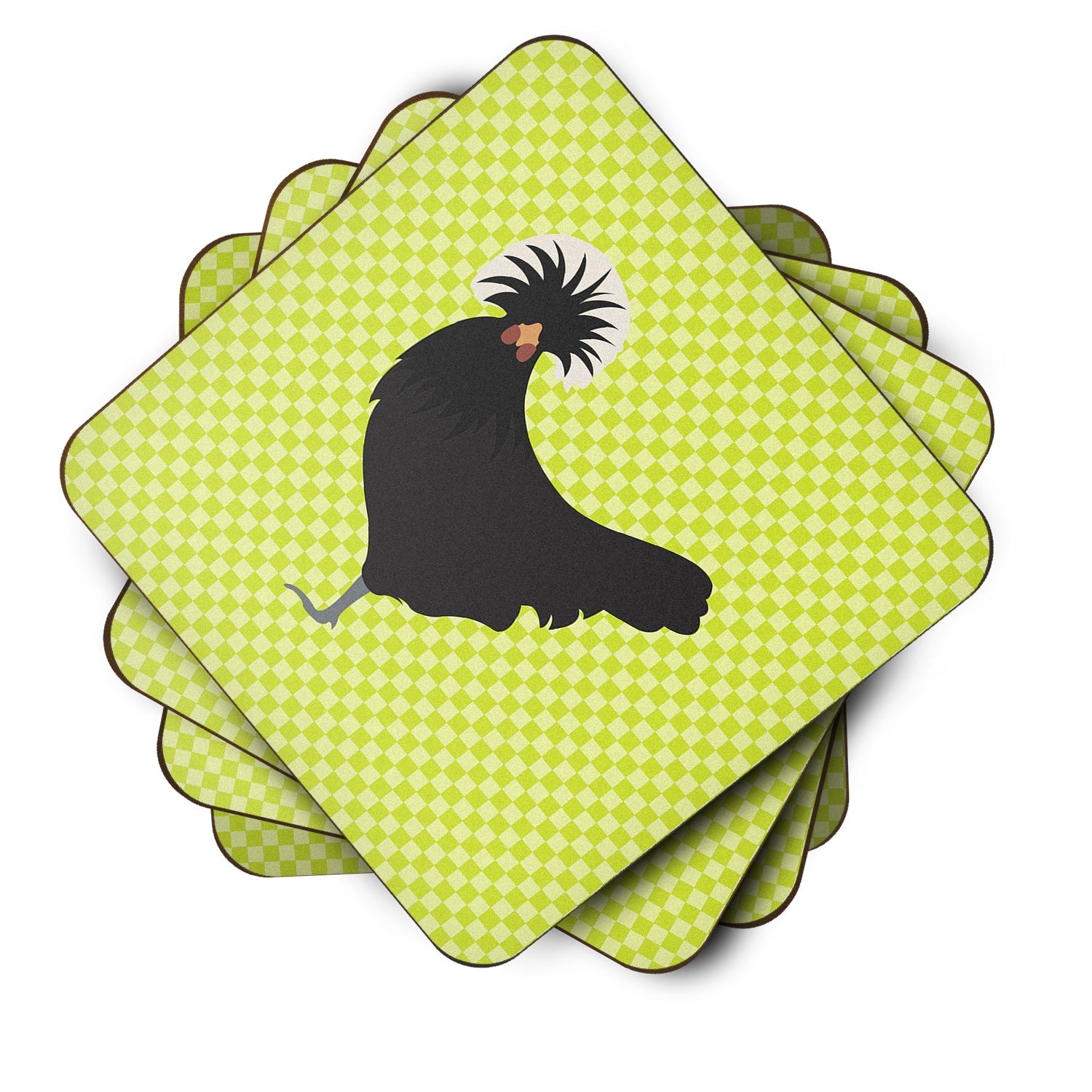 Polish Poland Chicken Green Foam Coasters Set of 4 Cup Coasters for Indoor Outdoor, Tabletop Protection, Anti Slip, Mouse pad Material