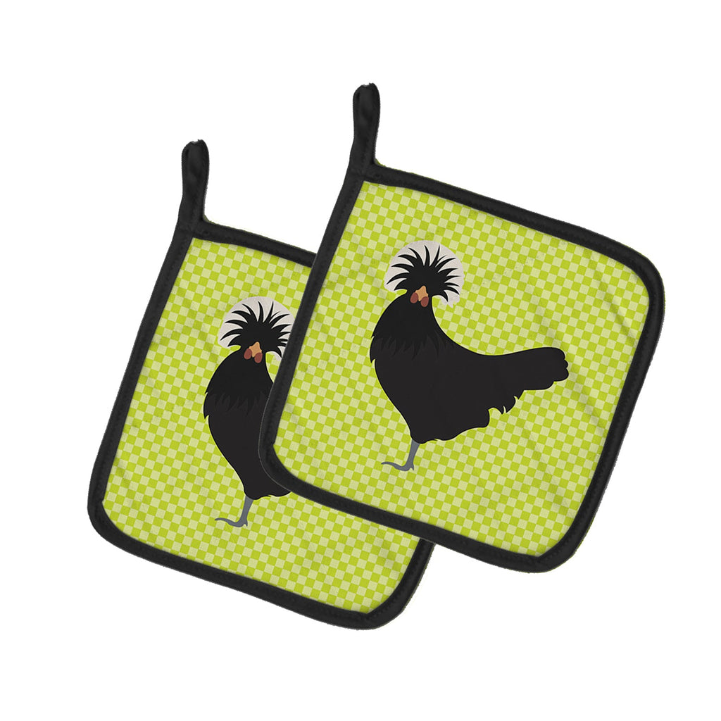 Polish Poland Chicken Green Pot Holder Set of 2 Heat Resistant Quilted Hot Pads 7.5 x 7.5 Inch, Insulated Kitchen Trivets for Cooking & Baking
