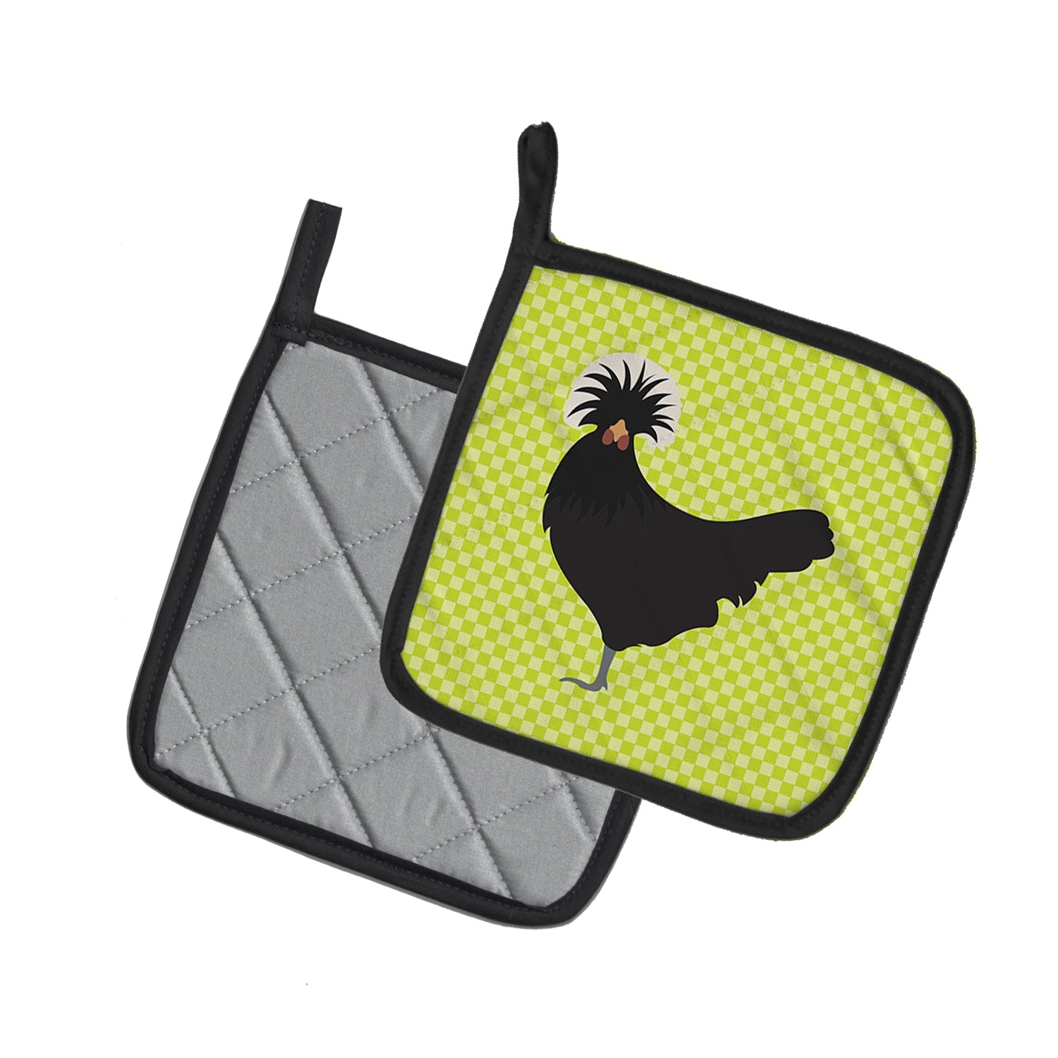 Polish Poland Chicken Green Pot Holder Set of 2 Heat Resistant Quilted Hot Pads 7.5 x 7.5 Inch, Insulated Kitchen Trivets for Cooking & Baking