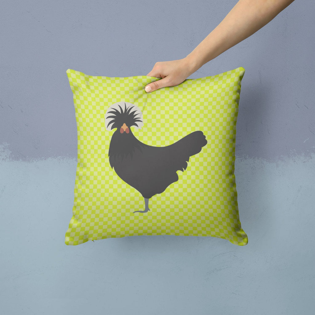 Polish Poland Chicken Green Decorative Throw Pillow 14x14 Indoor Outdoor Accent Cushion, Fabric Cover with Insert for Sofa, Bed, Porch & Living Room