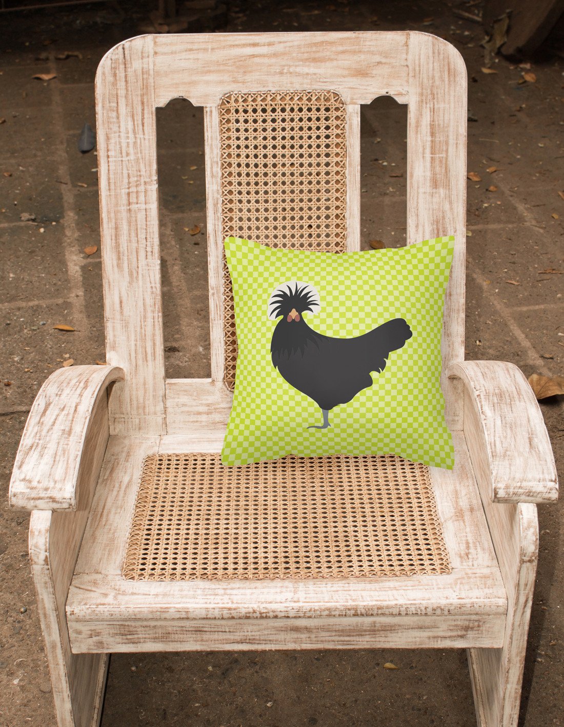 Polish Poland Chicken Green Decorative Throw Pillow 18x18 Indoor Outdoor Accent Cushion, Fabric Cover with Insert for Sofa, Bed, Porch & Living Room