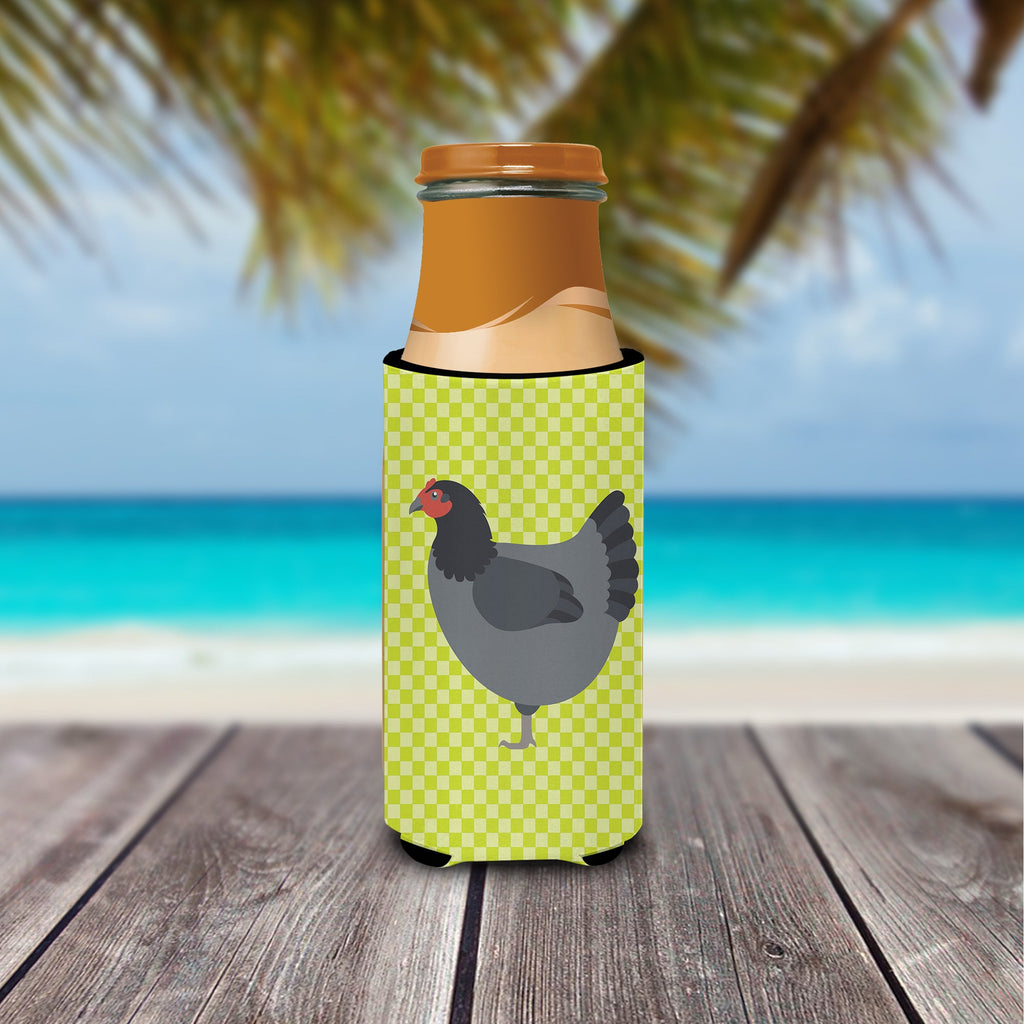 Jersey Giant Chicken Green Slim Can Hugger , Insulated Foam Hugger for 12 oz Slim Cans, Beer Bottles & Water Bottles, Printed in USA