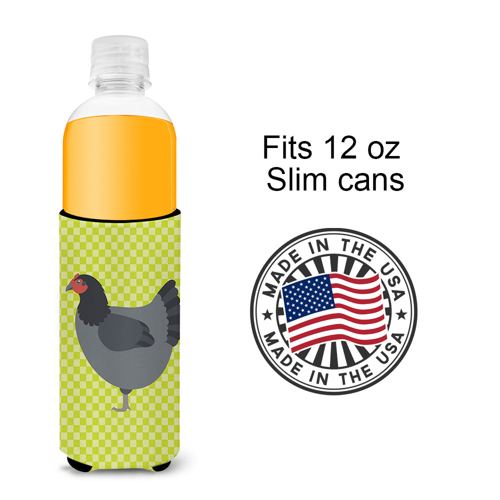 Jersey Giant Chicken Green Slim Can Hugger , Insulated Foam Hugger for 12 oz Slim Cans, Beer Bottles & Water Bottles, Printed in USA