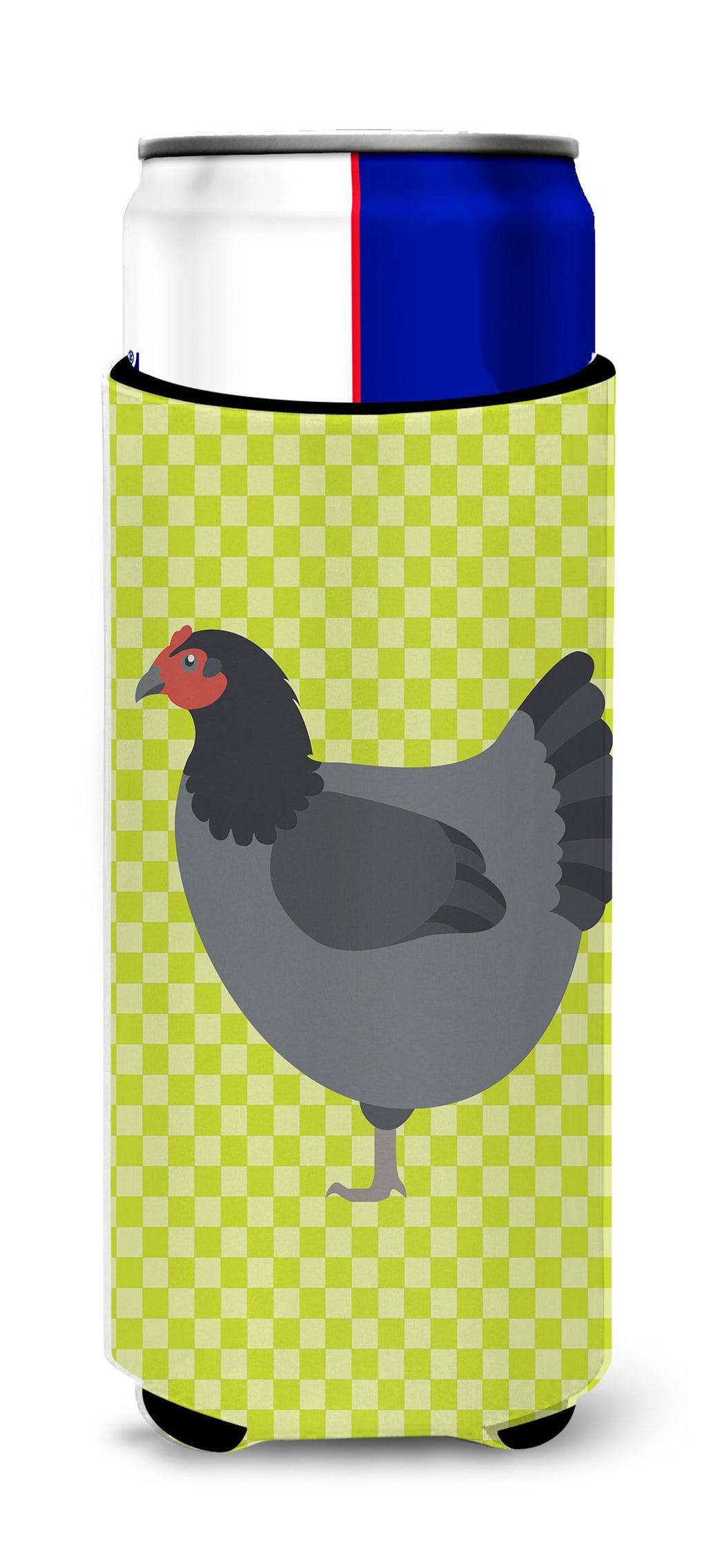 Jersey Giant Chicken Green Slim Can Hugger , Insulated Foam Hugger for 12 oz Slim Cans, Beer Bottles & Water Bottles, Printed in USA