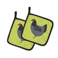 Jersey Giant Chicken Green Pot Holder Set of 2 Heat Resistant Quilted Hot Pads 7.5 x 7.5 Inch, Insulated Kitchen Trivets for Cooking & Baking